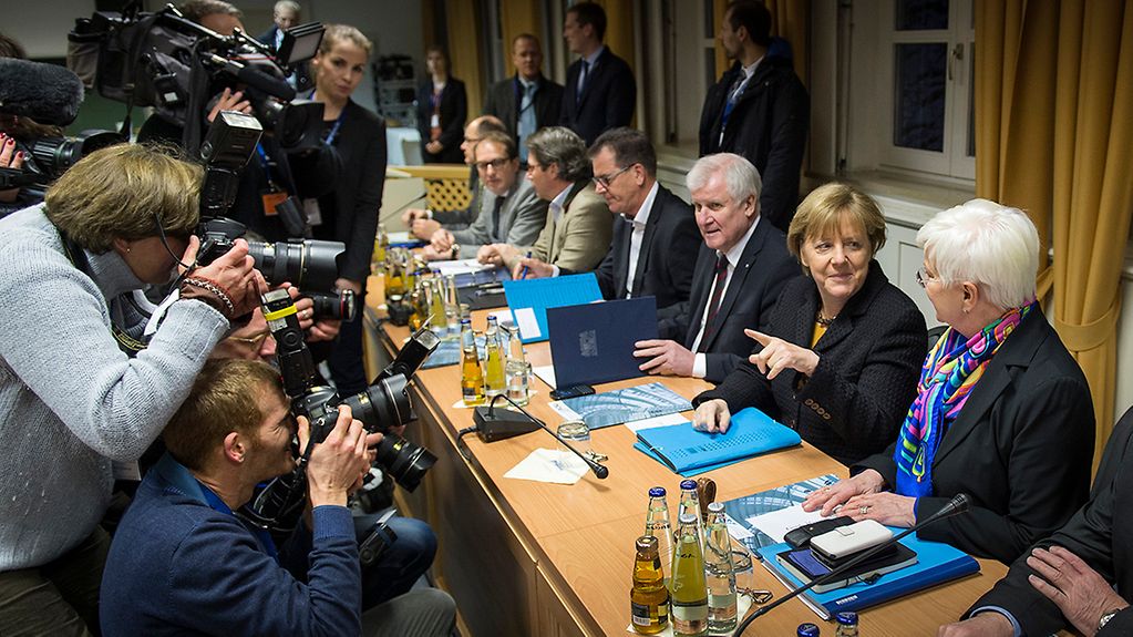 Bundeskanzlerin Angela Merkel nimmt an der Klausurtagung der CSU-Landesgruppe in Wildbad Kreuth teil.