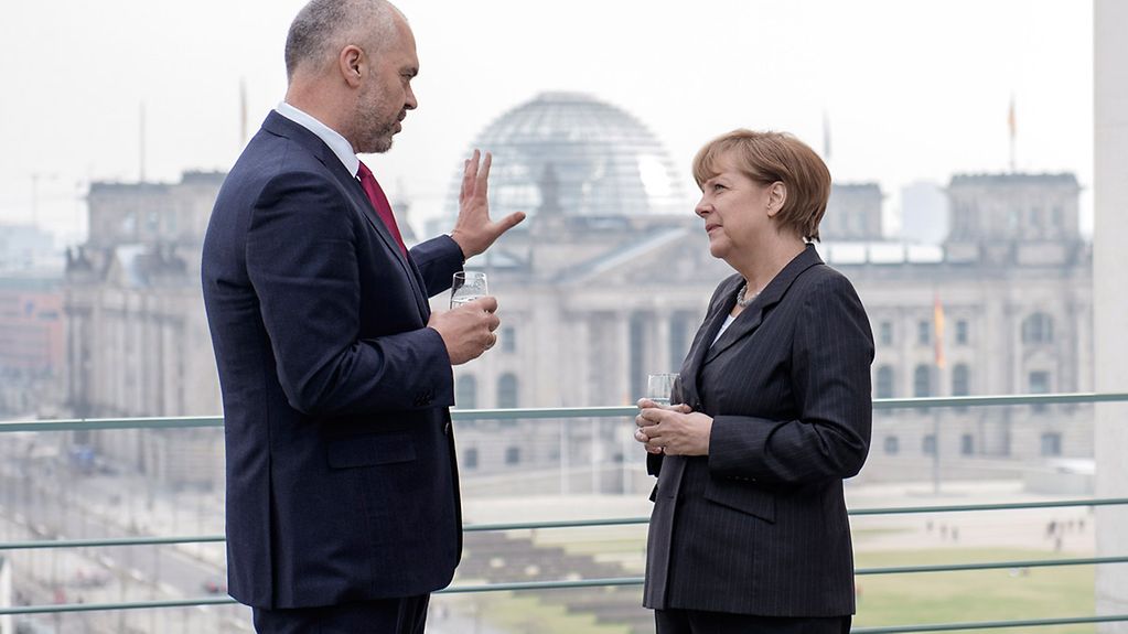 Bundeskanzlerin Angela Merkel und der albanische Ministerpräsident Edi Rama im Kanzleramt.