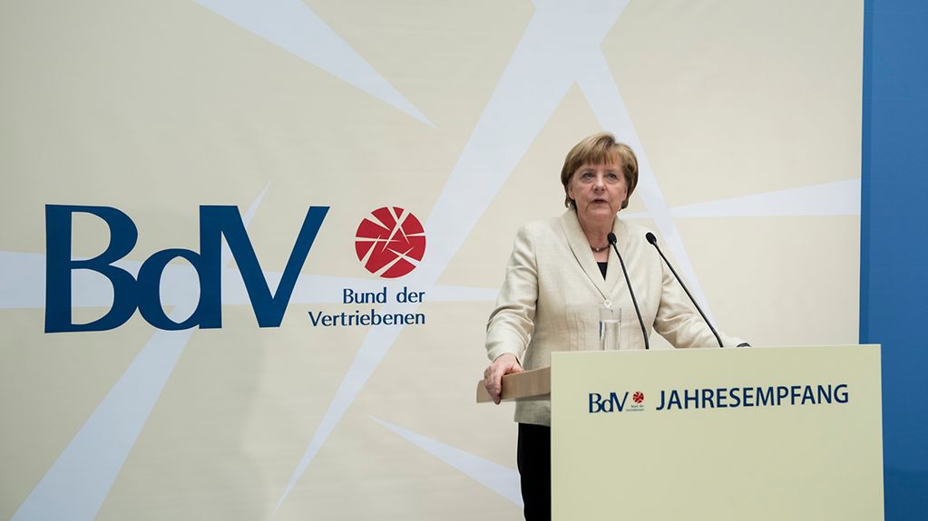 Bundeskanzlerin Merkel am Rednerpult