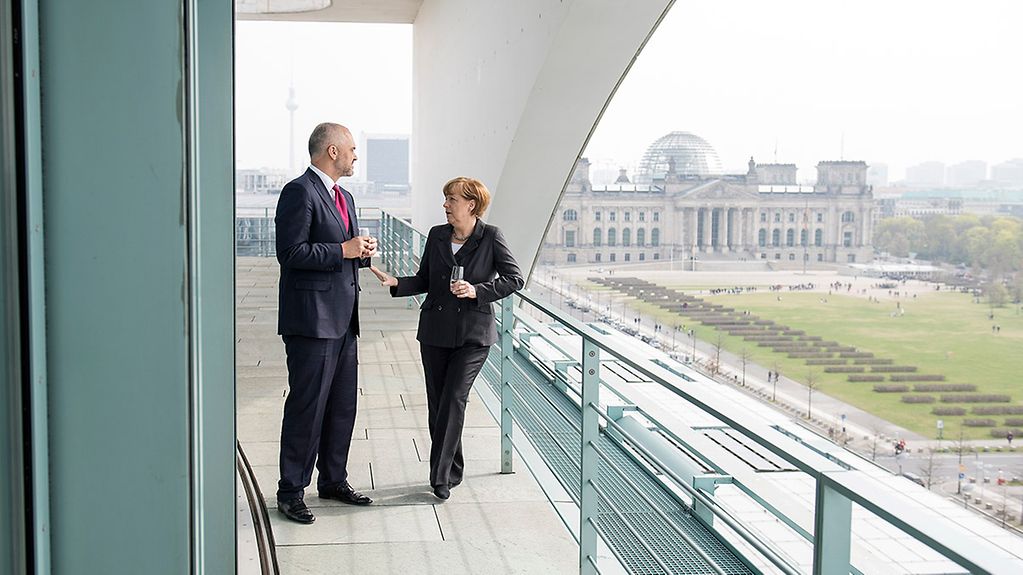 Chancellor Angela Merkel and the Albanian Prime Minister Edi Rama at the Federal Chancellery