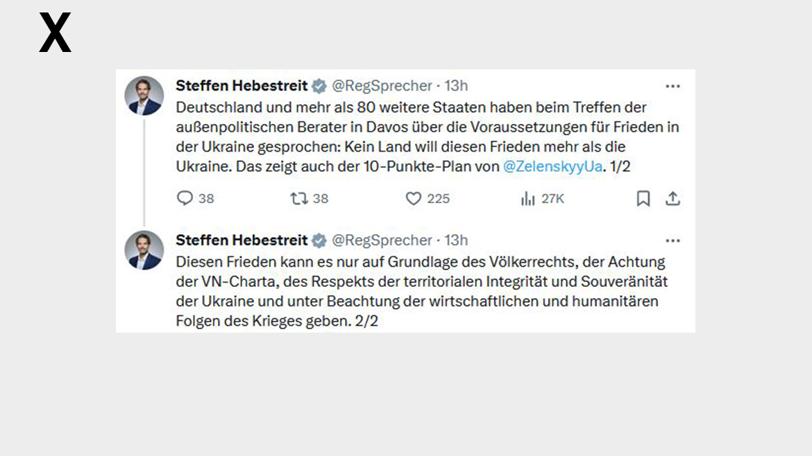 Deutschland und mehr als 80 weitere Staaten haben beim Treffen der außenpolitischen Berater in Davos über die Voraussetzungen für Frieden in der Ukraine gesprochen.