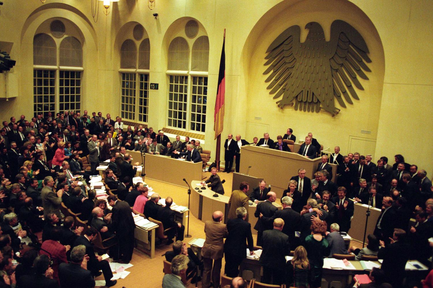 A session of the German Bundestag in 1991, in which a vote was taken on whether Bonn or Berlin was to be the seat of government