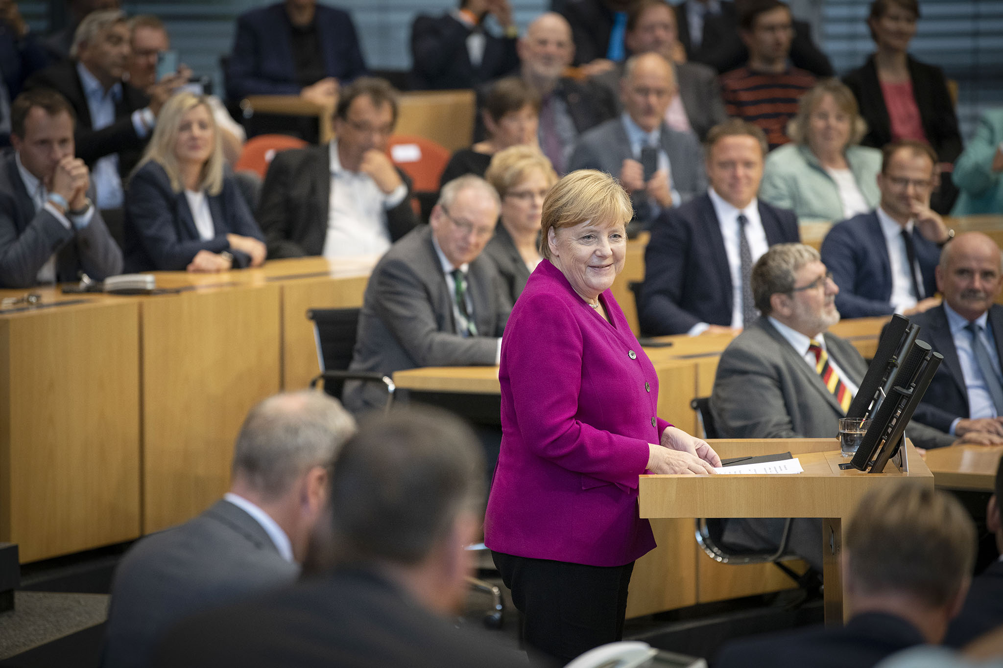 Chancellor Angela Merkel at the ceremony to mark the 30th anniversary of German reunification