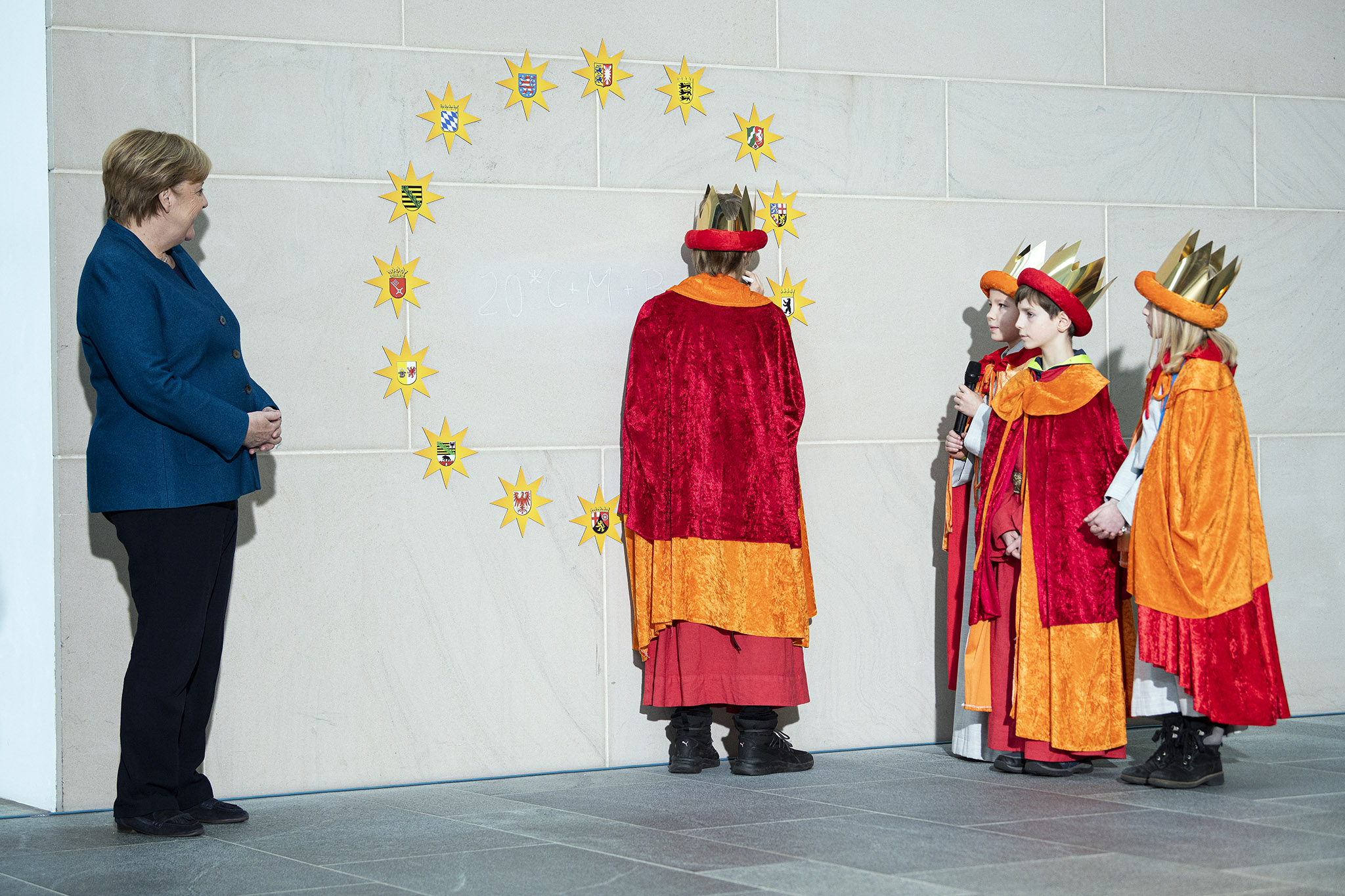 Chancellor Angela Merkel during the reception for star singers at the Federal Chancellery