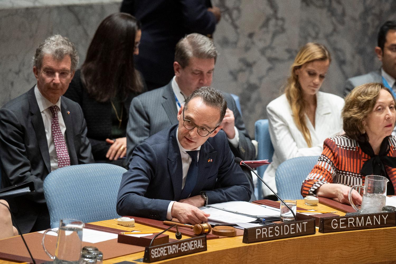 Federal Minister for Foreign Affairs Heiko Maas chairs a meeting of the UN Security Council.