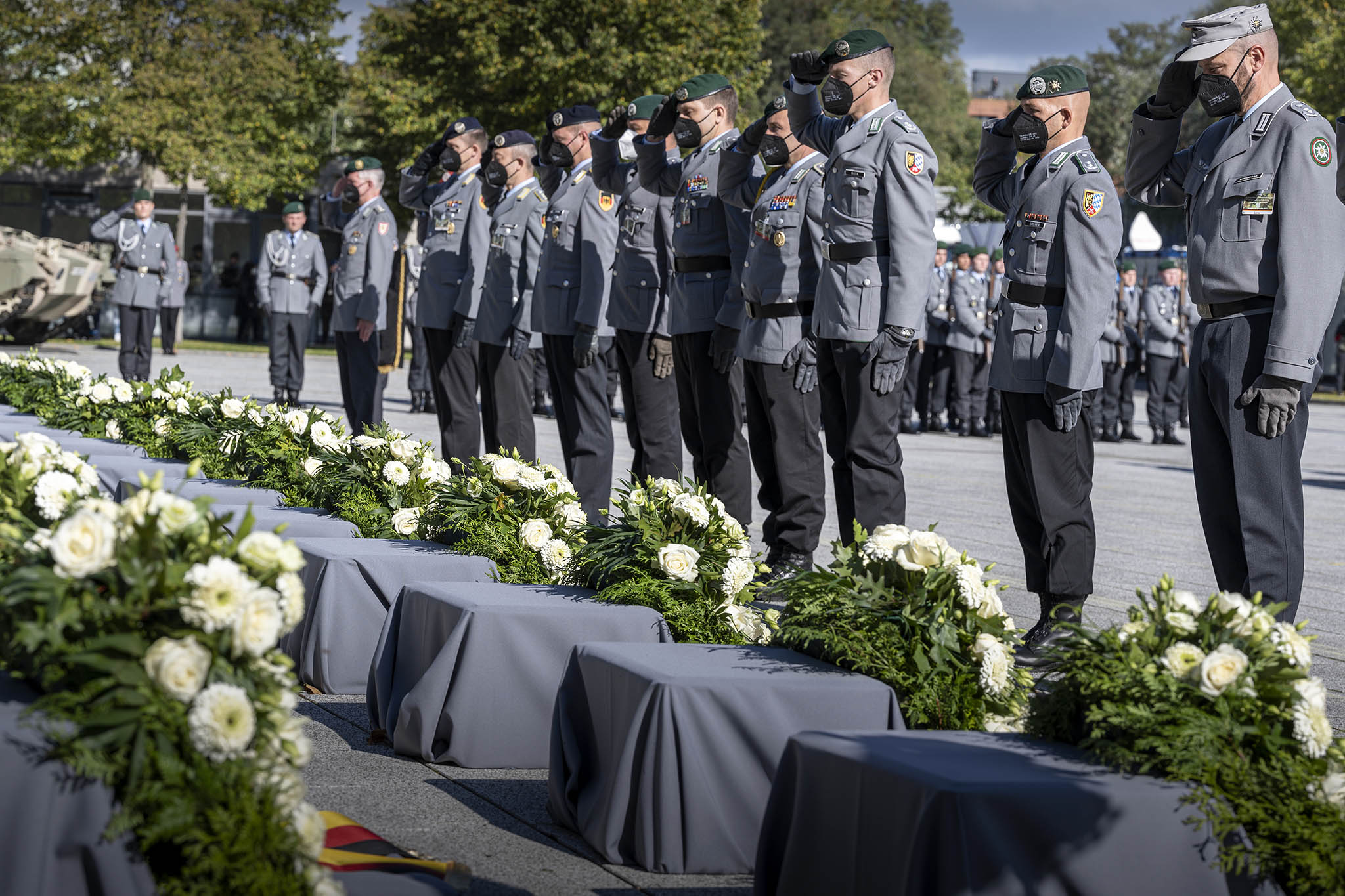 Wreaths for soldiers of the Federal Armed Forces who died in deployment in Afghanistan.