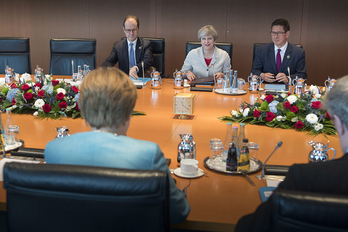 Chancellor Angela Merkel in talks with British Prime Minister Theresa May