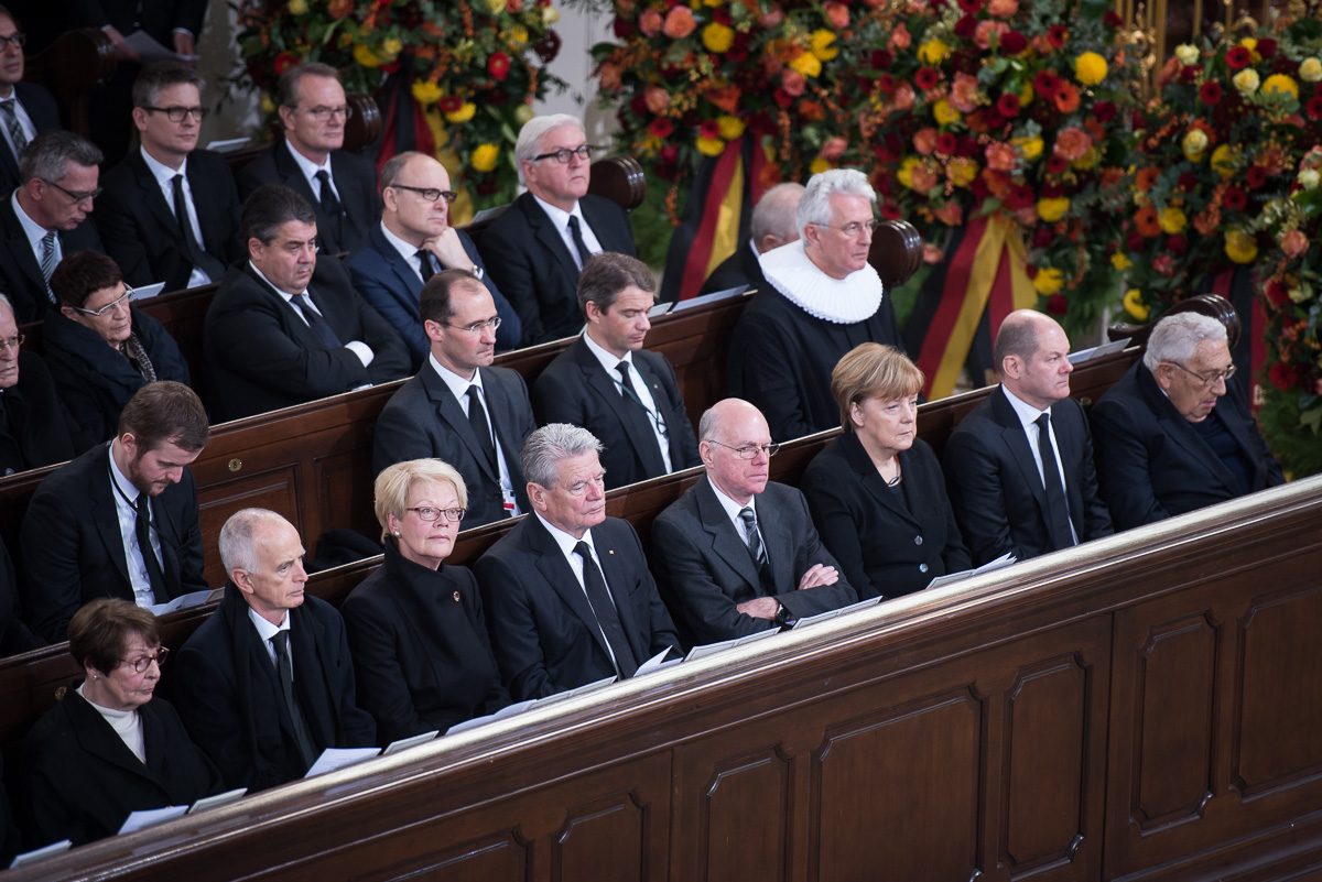 Family members and guests, including Chancellor Angela Merkel, in the front pew