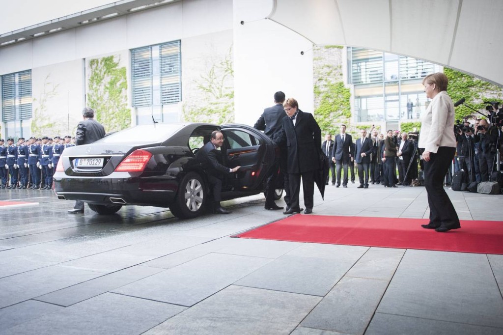 Ankunft von François Hollande vor dem Kanzleramt.