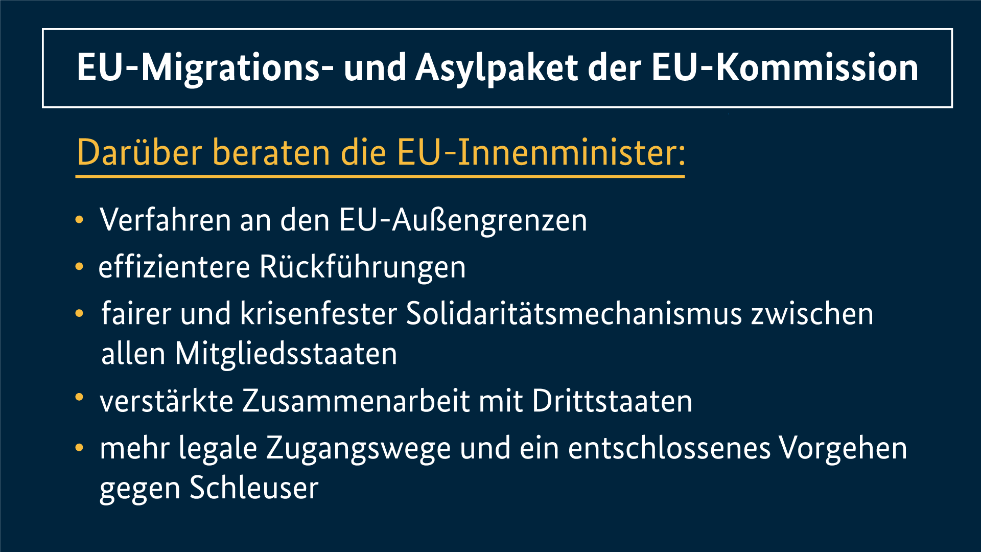 Grafik zum EU-Migrations- und Asylpaket der EU-Kommission