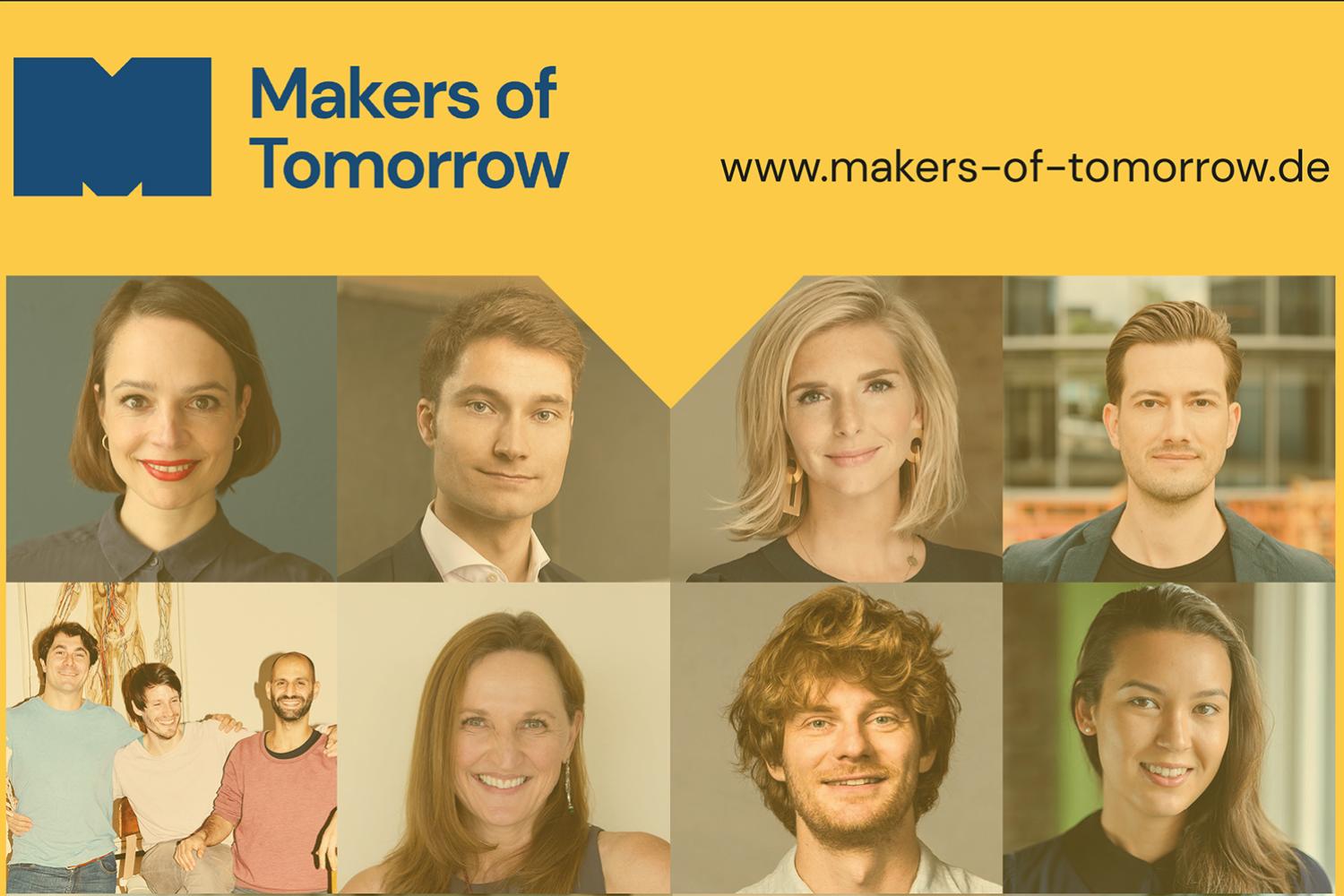 Makers of Tomorrow der Online-Studienkurs für die Macher der Zukunft mit den Gesichtern der Gründerinnnen und Gründer, die bei dem Projekt mitmachen.