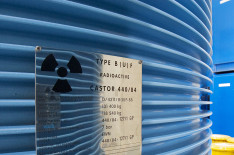 Castor Behälter zur Aufbewahrung des kontaminierten Materials im Zwischenlager Nord.