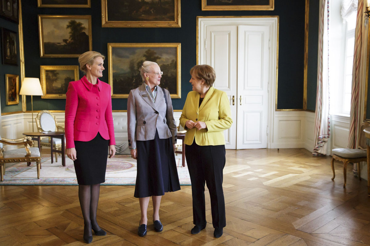 Bundeskanzlerin Angela Merkel, Margrethe II. von Dänemark und die dänische Ministerpräsidentin Helle Thorning-Schmidt.
