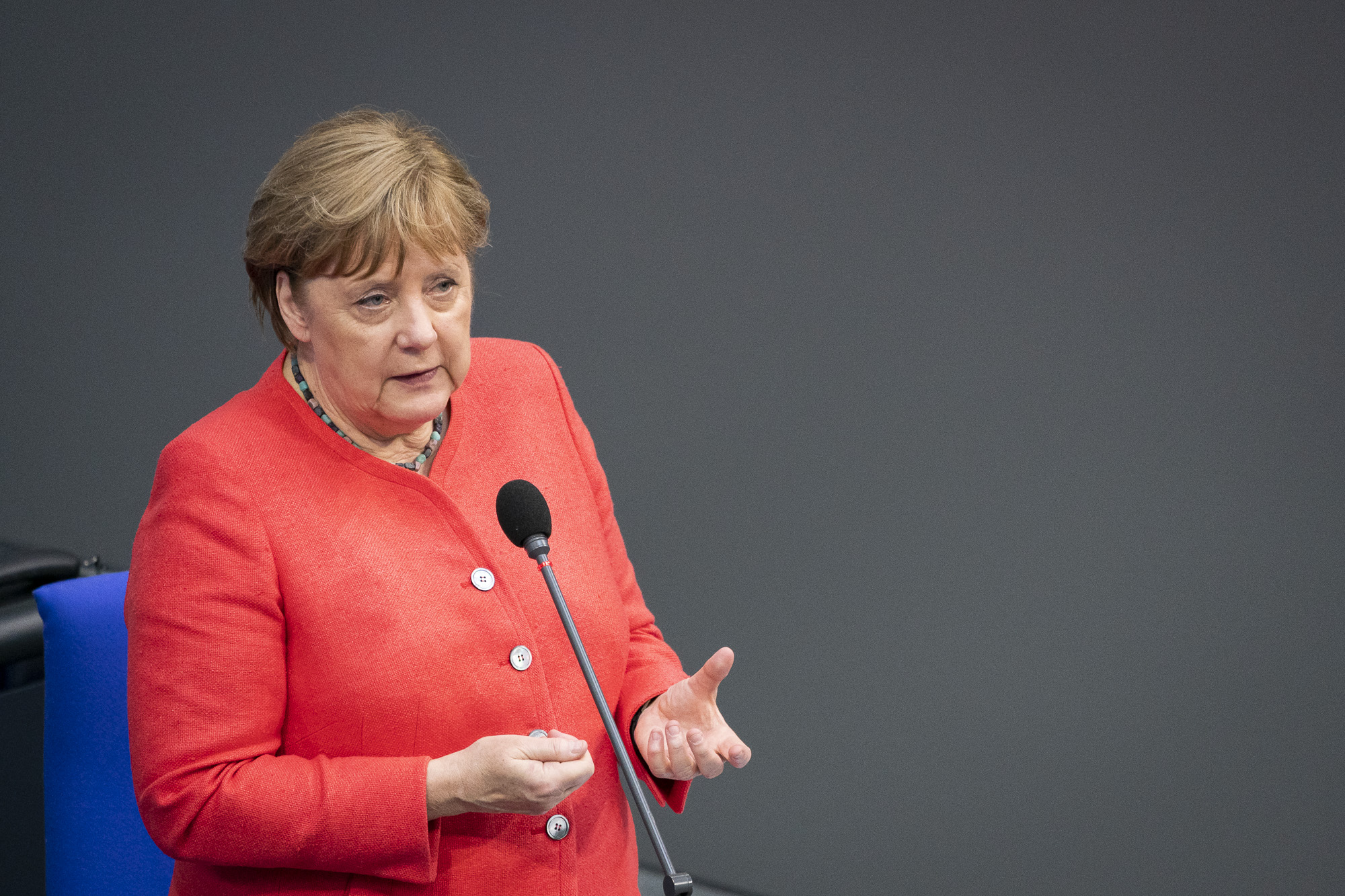 Chancellor Angela Merkel speaks in the German Bundestag.