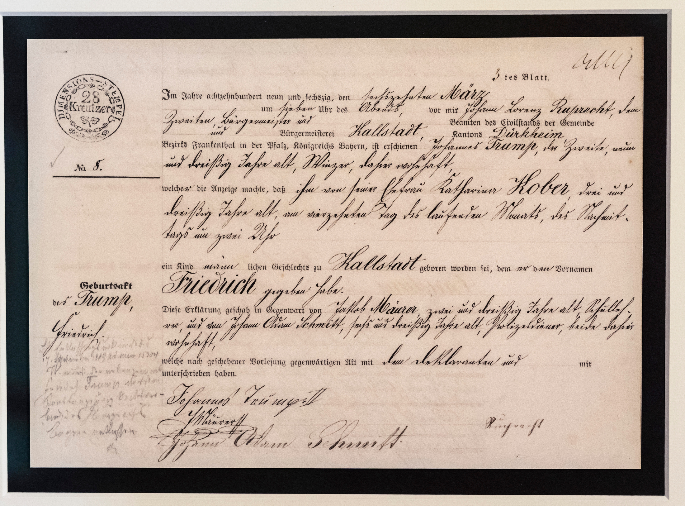 Un acte de naissance calligraphié