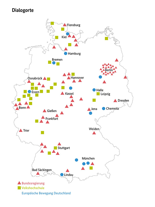 Carte des dialogues citoyens en Allemagne
