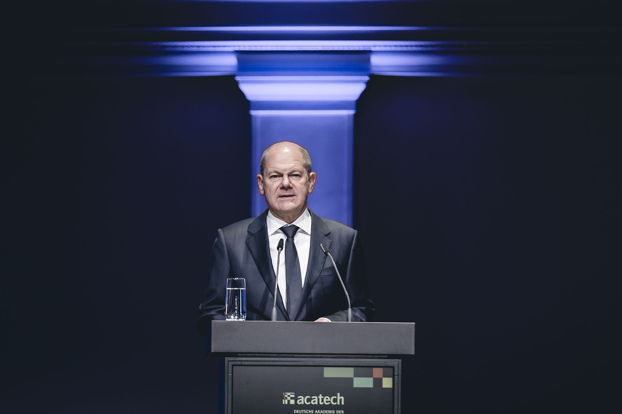 Le chancelier fédéral Olaf Scholz s’exprime lors de la cérémonie officielle de la Convention des sciences technologiques.