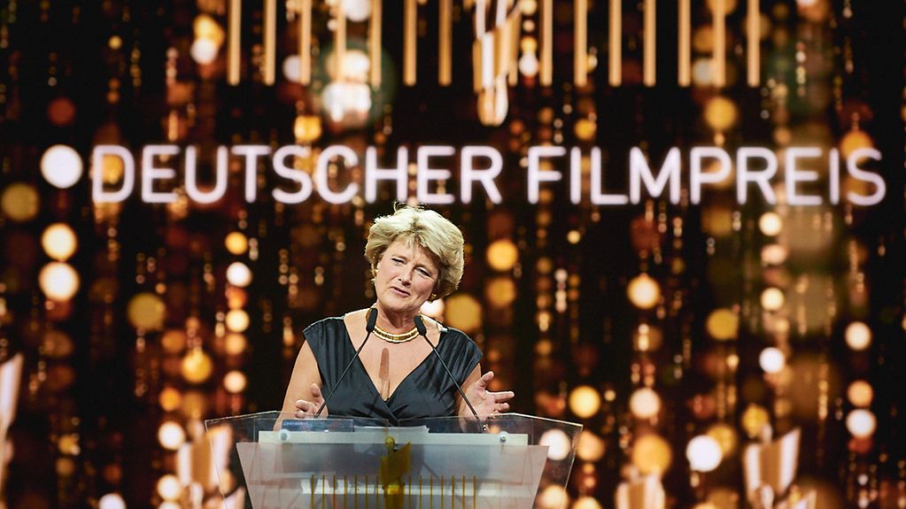 Staatsministerin Monika Grütters, Beauftragte der Bundesregierung für Kultur und Medien, spricht beim Deutschen Filmpreis.