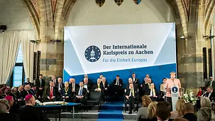 Angela Merkel pendant la remise du Prix Charlemagne