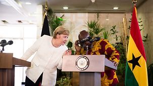 Chancellor Angela Merkel and Nana Akufo-Addo, President of Ghana, at a joint press conference