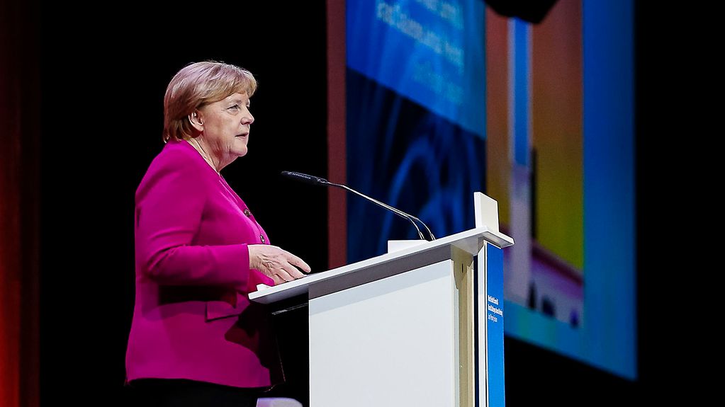 Bundeskanzlerin Angela Merkel spricht auf dem World Health Summit.