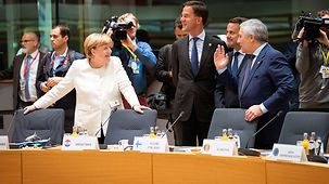 Bundeskanzlerin Angela Merkel vor Beginn einer Sitzung des Europäischen Rats.