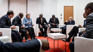 Chancellor Angela Merkel during the "Compact with Africa" Conference