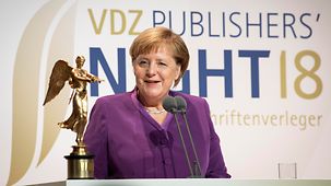 Bundeskanzlerin Angela Merkel spricht bei der Publishers' Night des VDZ.