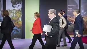 Chancellor Angela Merkel on her way to a bilateral meeting