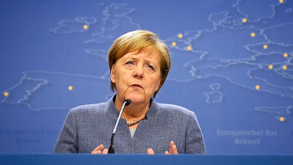 Bundeskanzlerin Angela Merkel bei der Abschluss-Pressekonferenz.