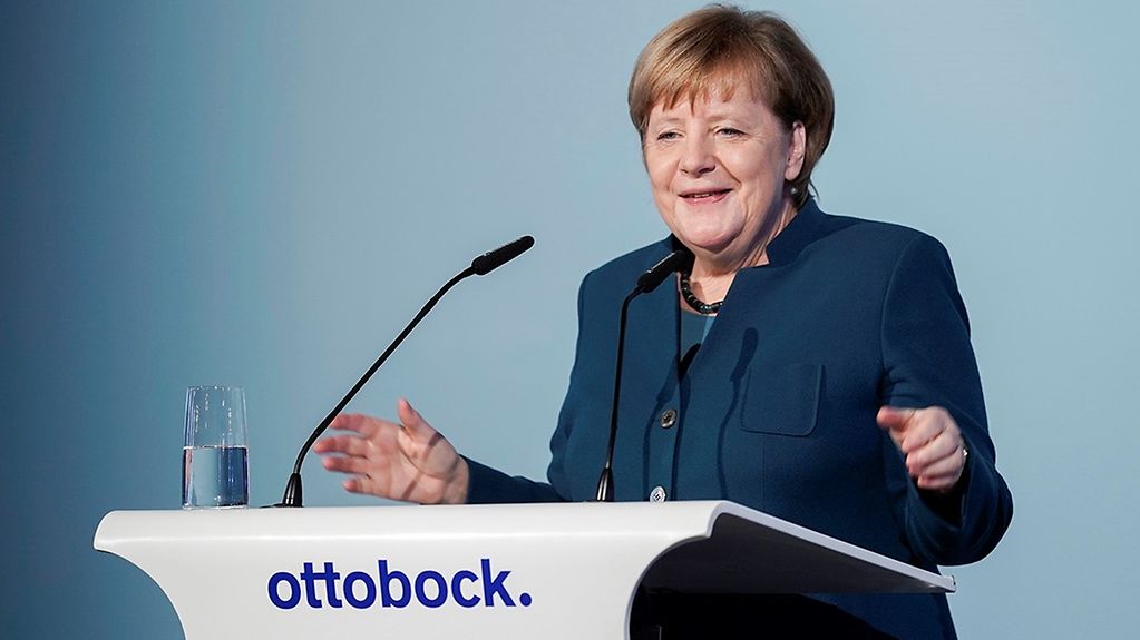 Chancellor Angela Merkel visits the medical technology company Ottobock.