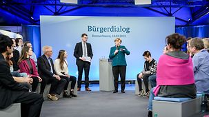 Chancellor Angela Merkel speaks during the citizens' dialogue.