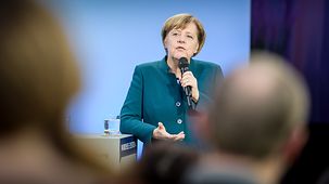 Chancellor Angela Merkel during the citizens' dialogue