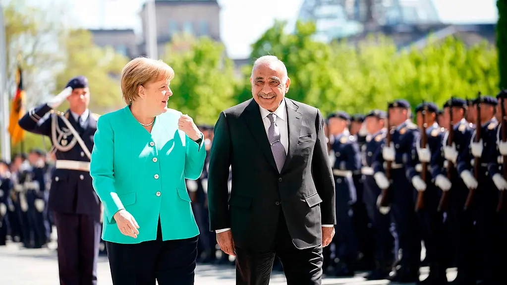 The Chancellor welcomes Iraq's Prime Minister Adel Abdul Mahdi with military honours.