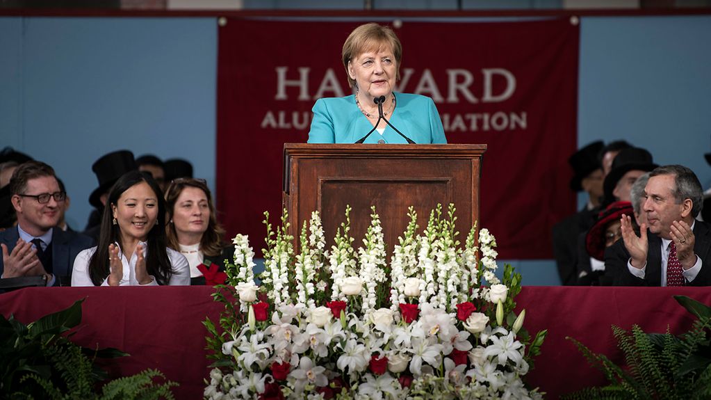 La chancelière Angela Merkel à Harvard