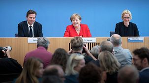 Bundeskanzlerin Angela Merkel während der Bundespressekonferenz.