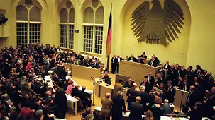 A session of the German Bundestag in 1991, in which a vote was taken on whether Bonn or Berlin was to be the seat of government