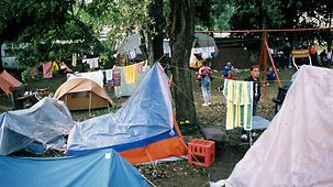 Zeltlager von DDR-Flüchtlingen in Budapest