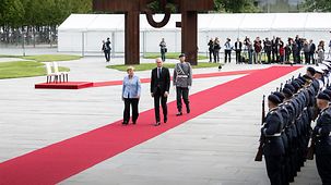 Chancellor Angela Merkel welcomes Gitanas Nauseda, Lithuania's President.