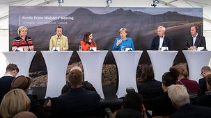 Bundeskanzlerin Angela Merkel bei einer Pressekonferenz des Nordischen Rates.