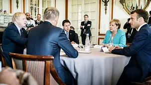 Chancellor Angela Merkel at an EU coordination meeting before the G7 summit