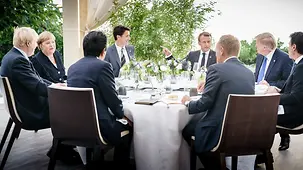 Chancellor Angela Merkel at an informal dinner during the G7 summit