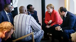Chancellor Angela Merkel during an informal meeting with the heads of government of outreach partner countries
