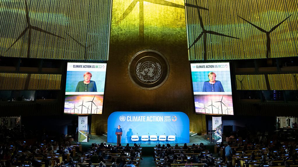 Bundeskanzlerin Merkel spricht beim UN-Klimagipfel.