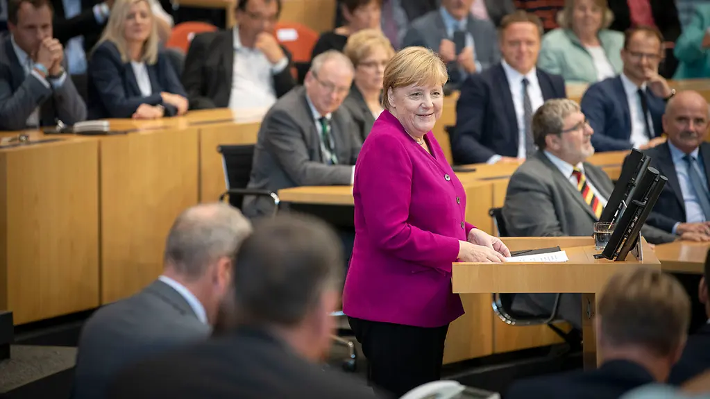 Chancellor Angela Merkel at the ceremony to mark the 30th anniversary of German reunification