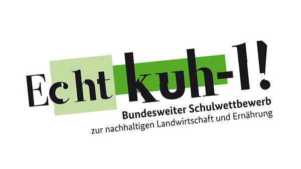 Logo der Kampagne zum bundesweiten Schulwettbewerb zur nachhaltigen Landwirtschaft und Ernährung "Echt kuh-l!"