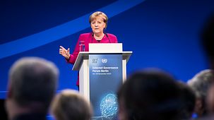 Chancellor Angela Merkel speaks at the IGF.