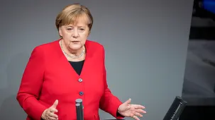 Chancellor Angela Merkel speaks in the German Bundestag during the debate on the 2020 budget.