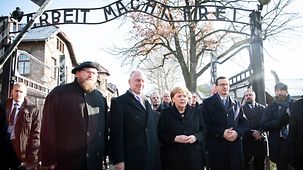 Chancellor Angela Merkel during her visit to the former concentration camp in Auschwitz