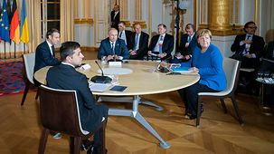 Bundeskanzlerin Angela Merkel bei einem Treffen des "Normandie"-Formats.